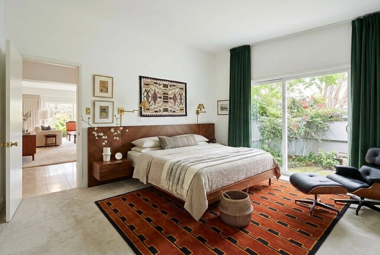 Interior design in Mid-Century Modern style — Bedroom by GenRoom AI