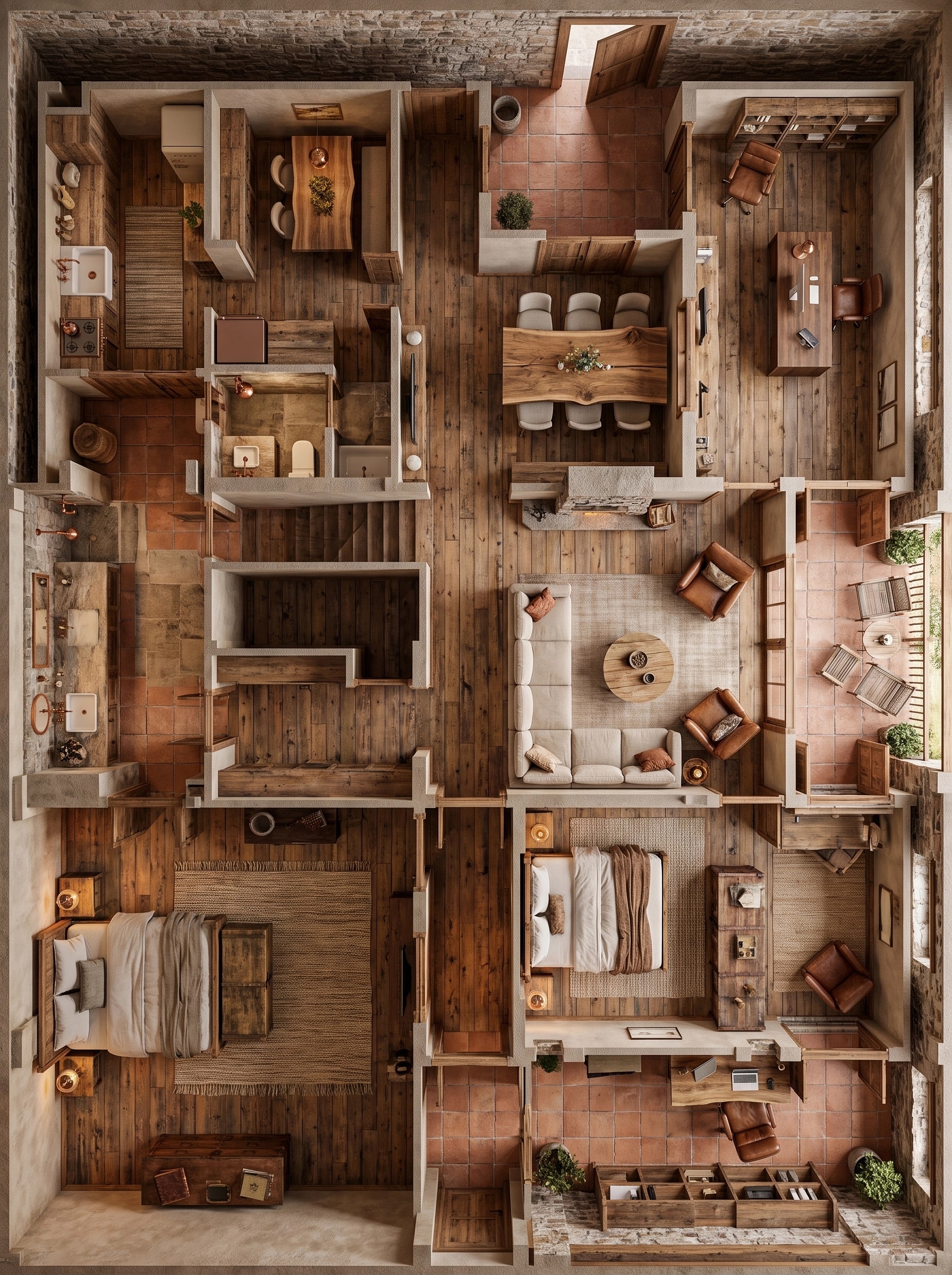 Interior design in Rustic style — Living Room by GenRoom AI