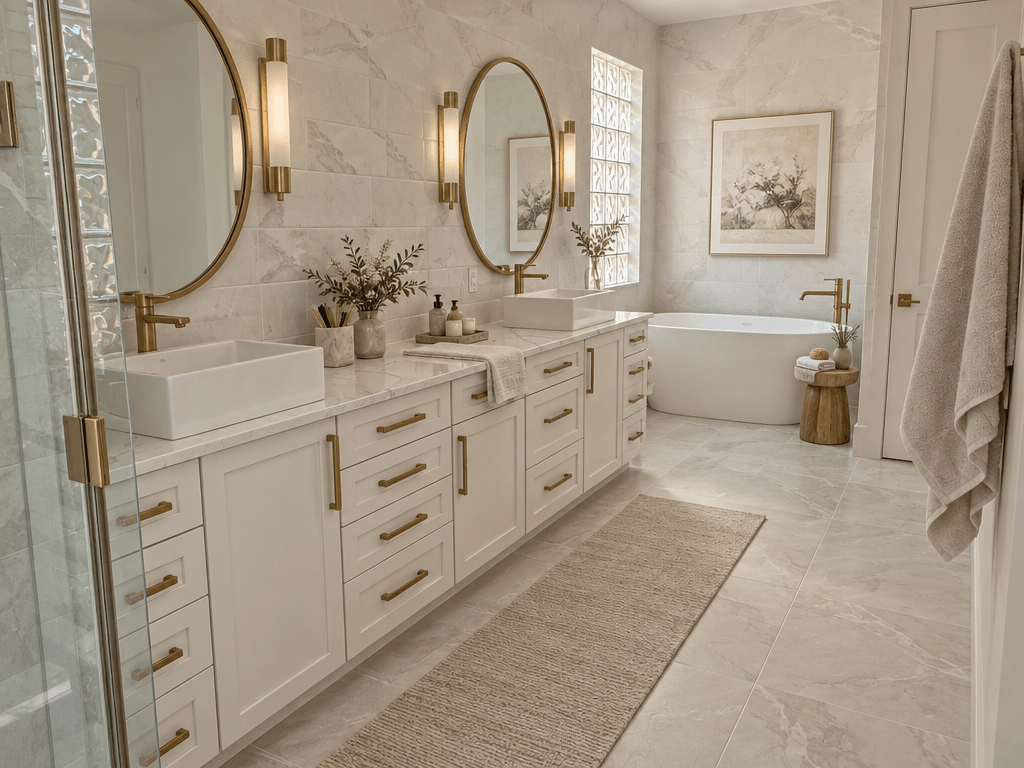 Bathroom interior in Minimalism style — photo by GenRoom AI