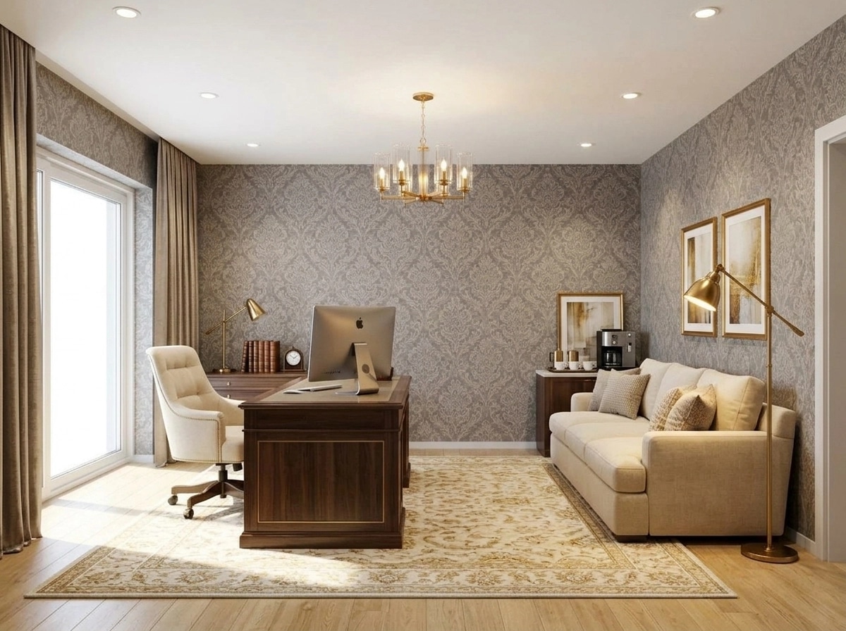Office interior in Transitional style — photo by GenRoom AI