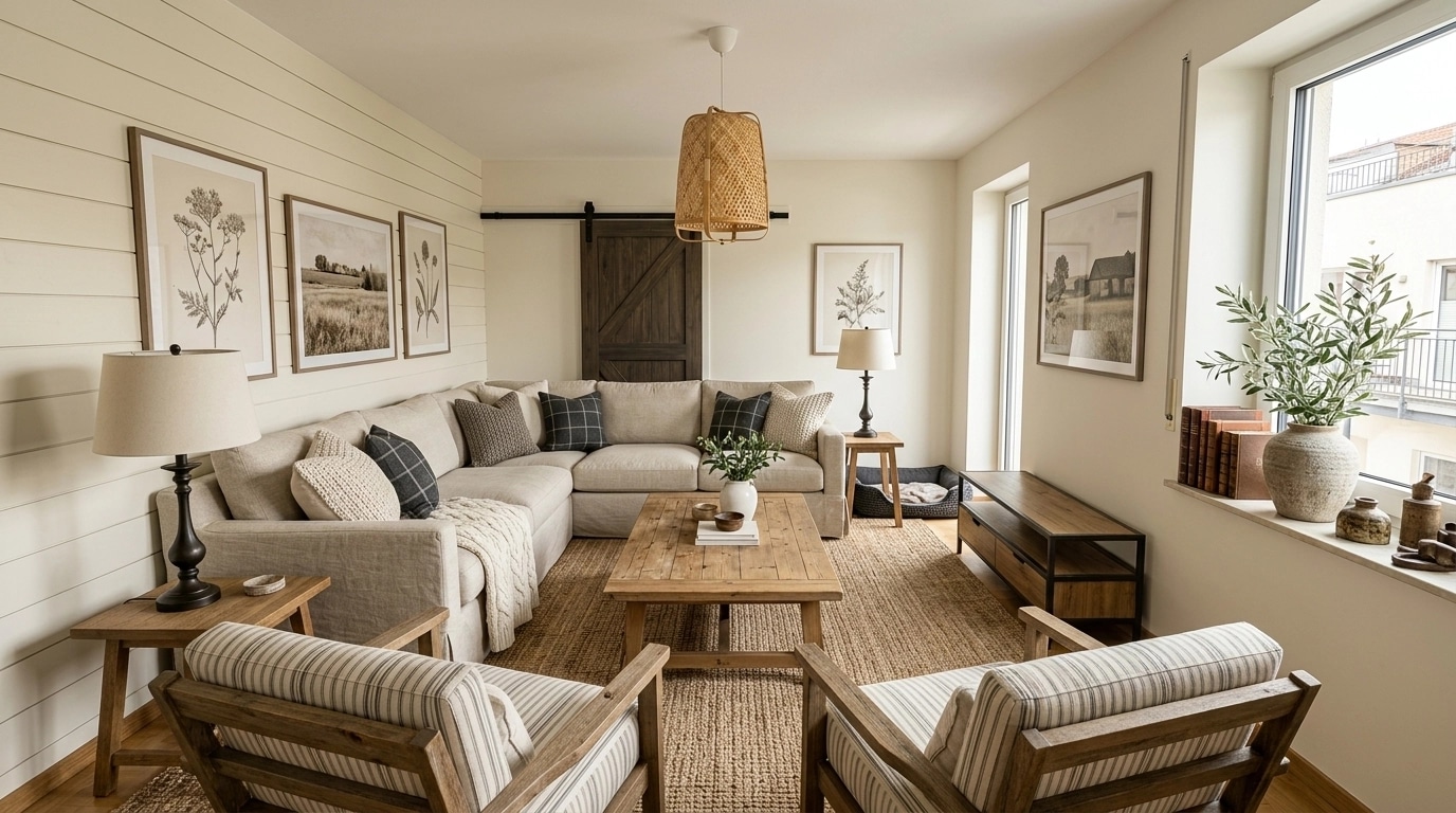 Modern Farmhouse Living Room design — interior photo by GenRoom AI