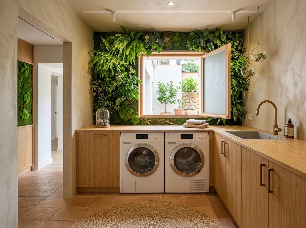 Interior design in Biophilic style — laundry by GenRoom AI
