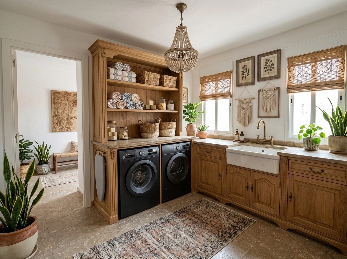 Interior design in Bohemian style — laundry by GenRoom AI