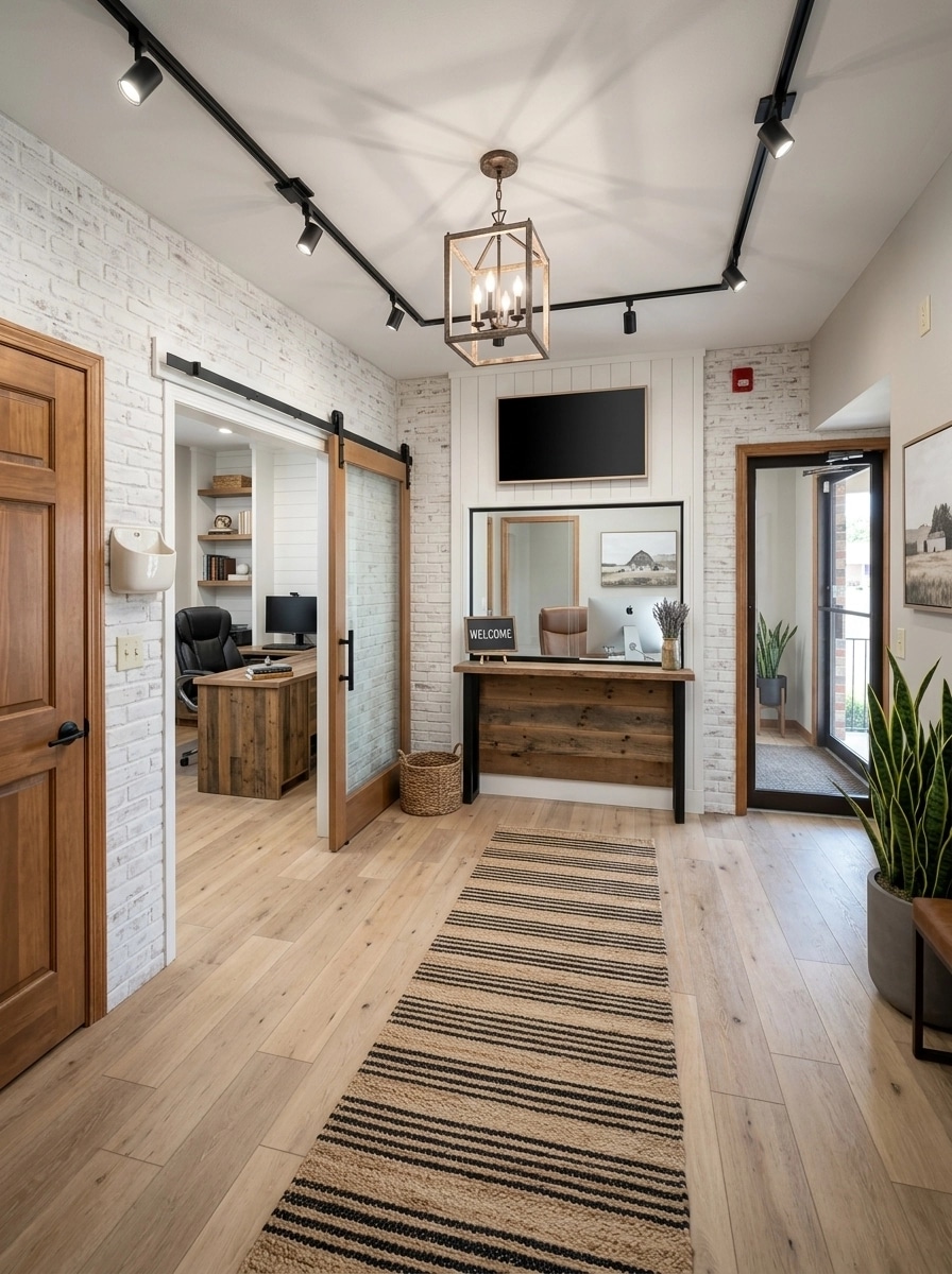 Office interior in Modern Farmhouse style — photo by GenRoom AI