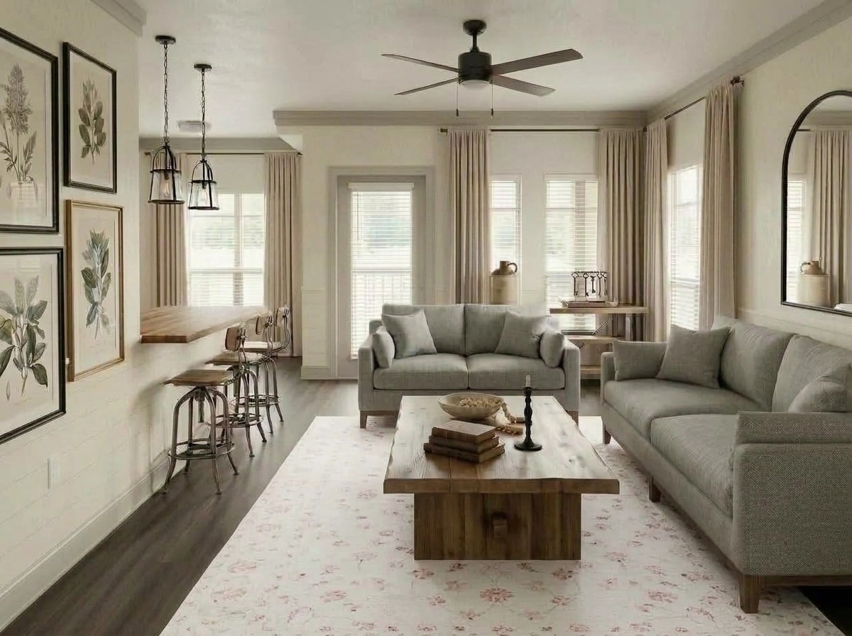 Modern Farmhouse Living Room design — interior photo by GenRoom AI