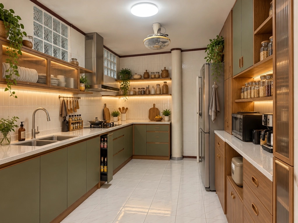 Mid-Century Modern Kitchen design — interior photo by GenRoom AI