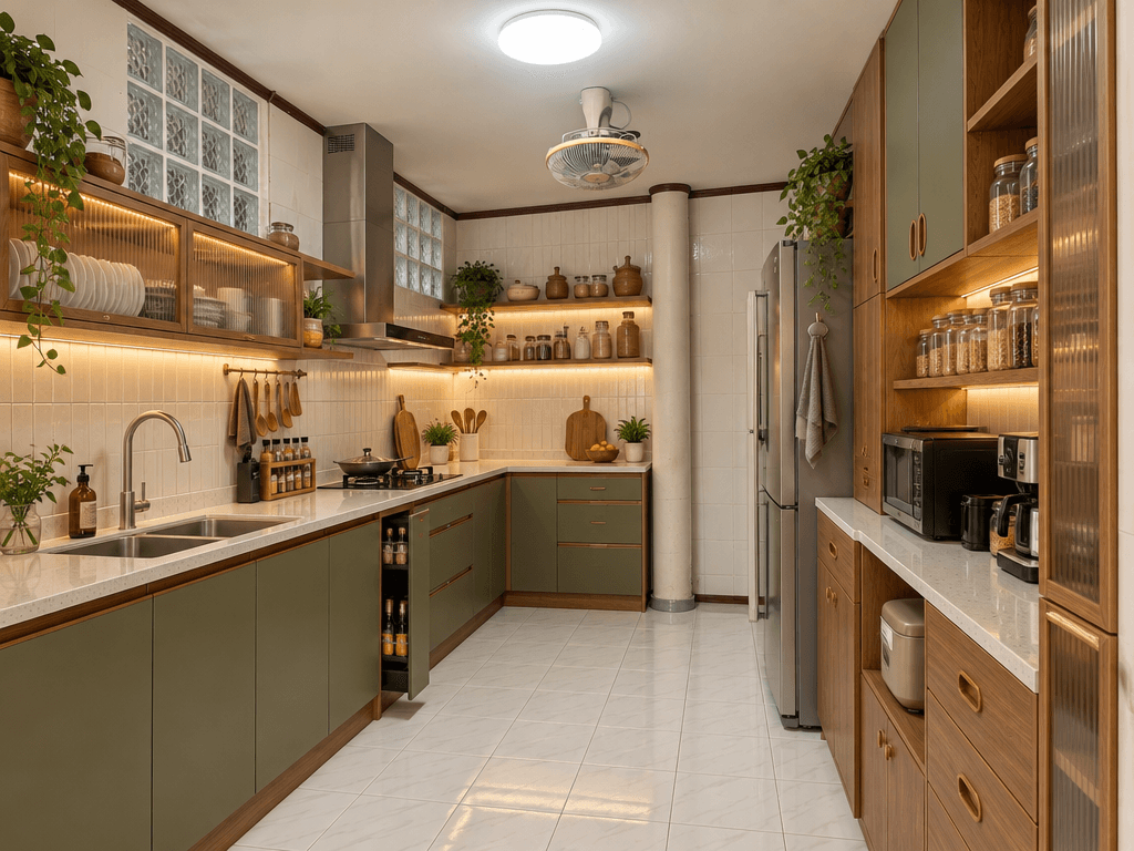Design d'intérieur en style Mid-Century Modern — Cuisine par GenRoom AI