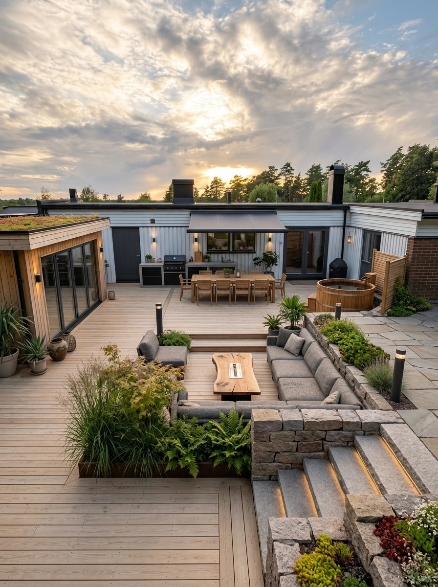 Landscape design in Scandinavian Garden style — Yard by GenRoom AI