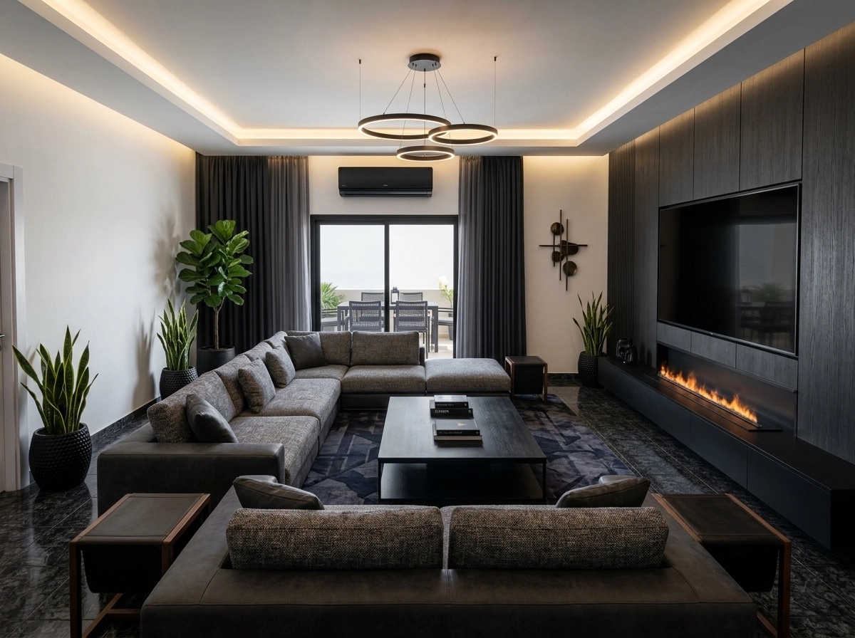 Diseño de interiores en estilo Blacktec — Salón por GenRoom AI