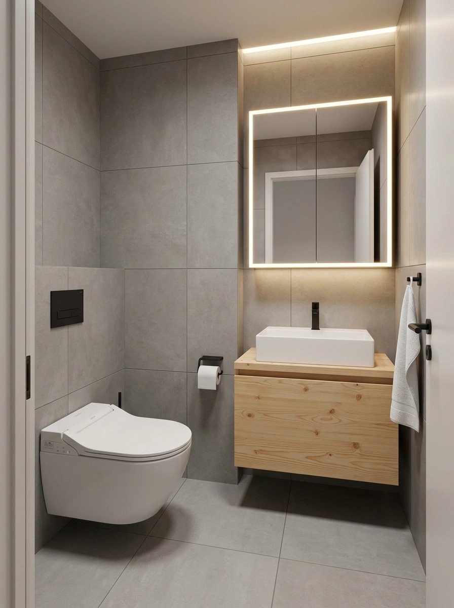 Bathroom interior in Bauhaus style — photo by GenRoom AI
