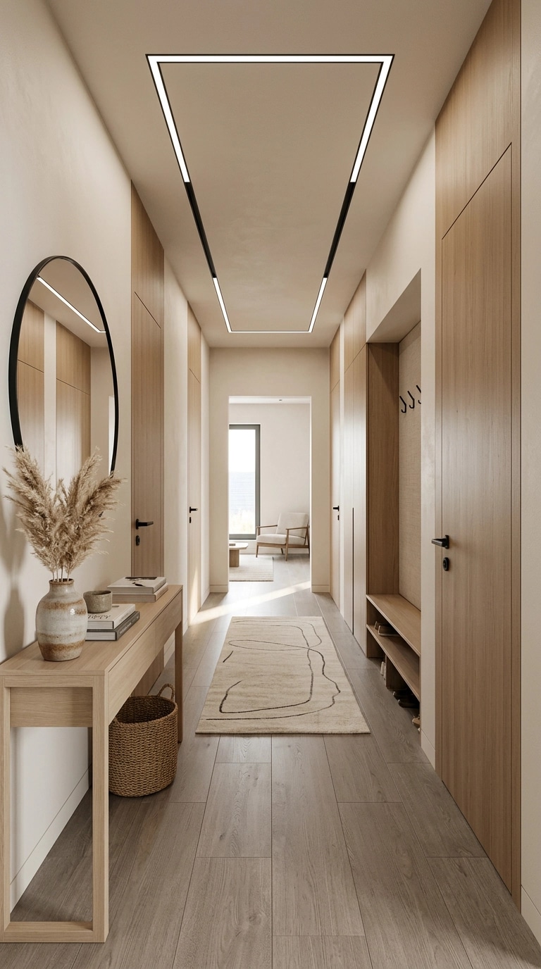Hallway interior in Japandi style — photo by GenRoom AI