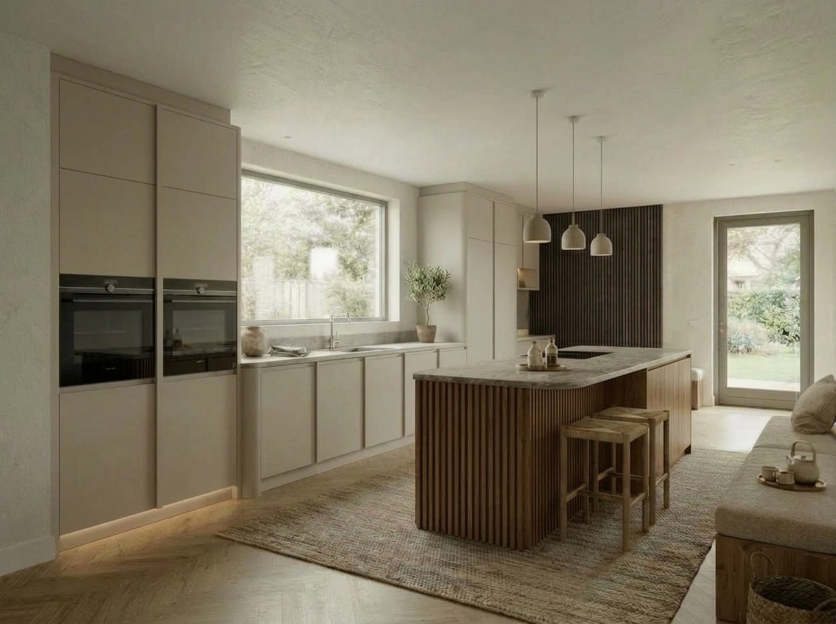 Kitchen interior in Japandi style — photo by GenRoom AI