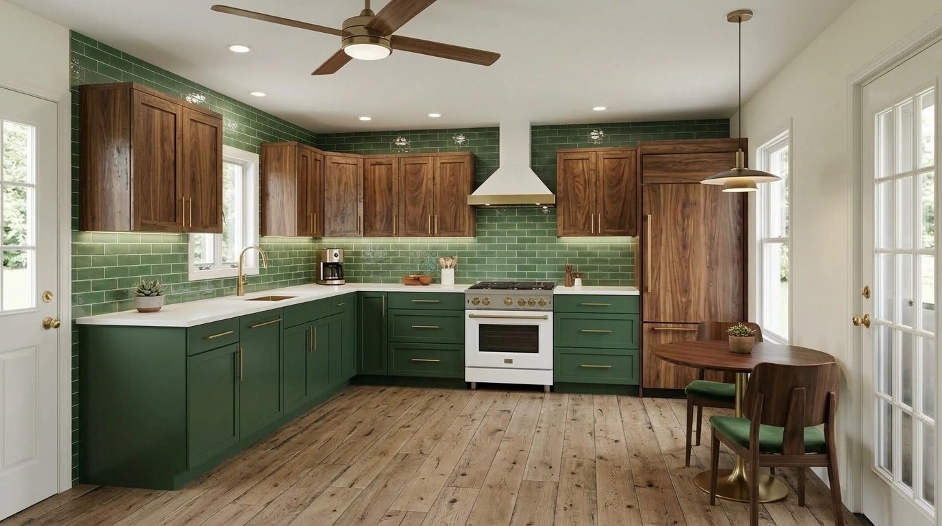 Kitchen interior in Mid-Century Modern style — photo by GenRoom AI