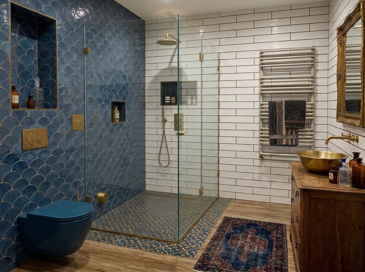 Bathroom interior in Eclectic style — photo by GenRoom AI