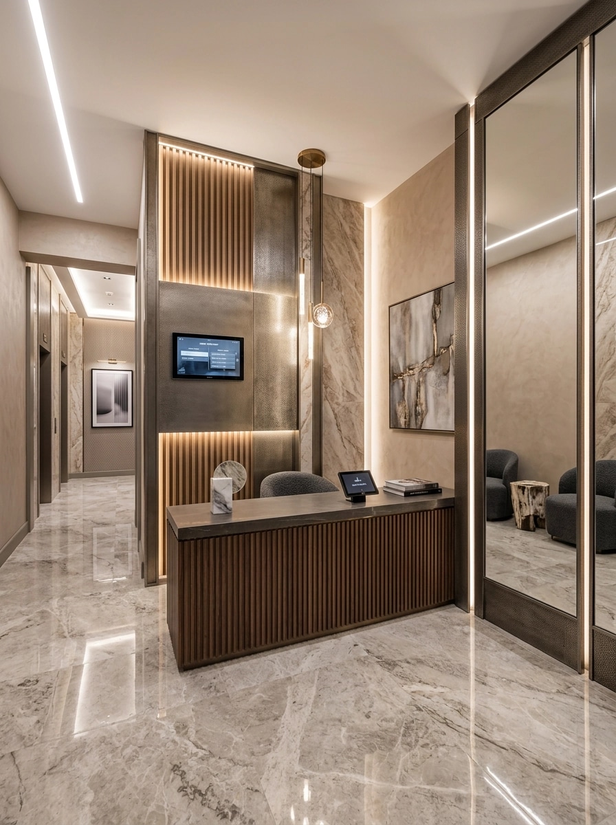 Design de interiores em estilo Contemporary — lobby por GenRoom AI