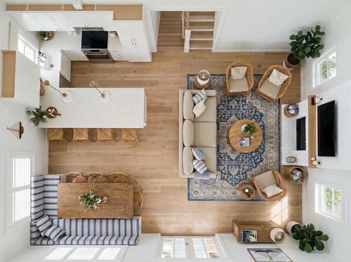 Coastal / Hamptons Living Room design — interior photo by GenRoom AI