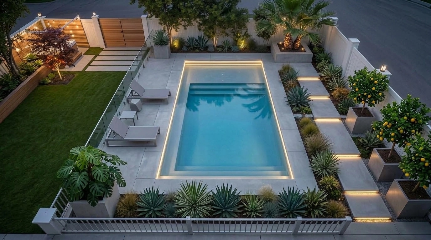 Yard design in minimalism style — photo by GenRoom AI