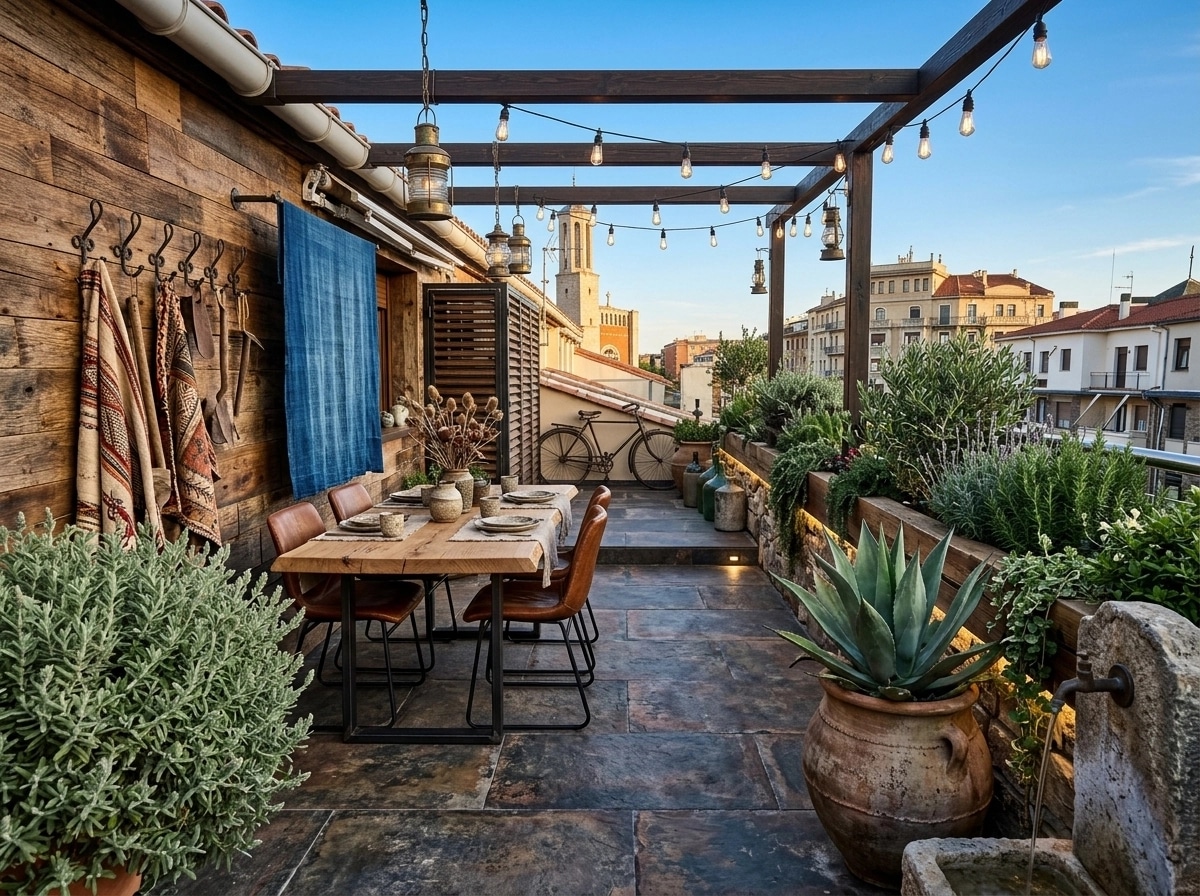 Interior design in Rustic style — terrace by GenRoom AI