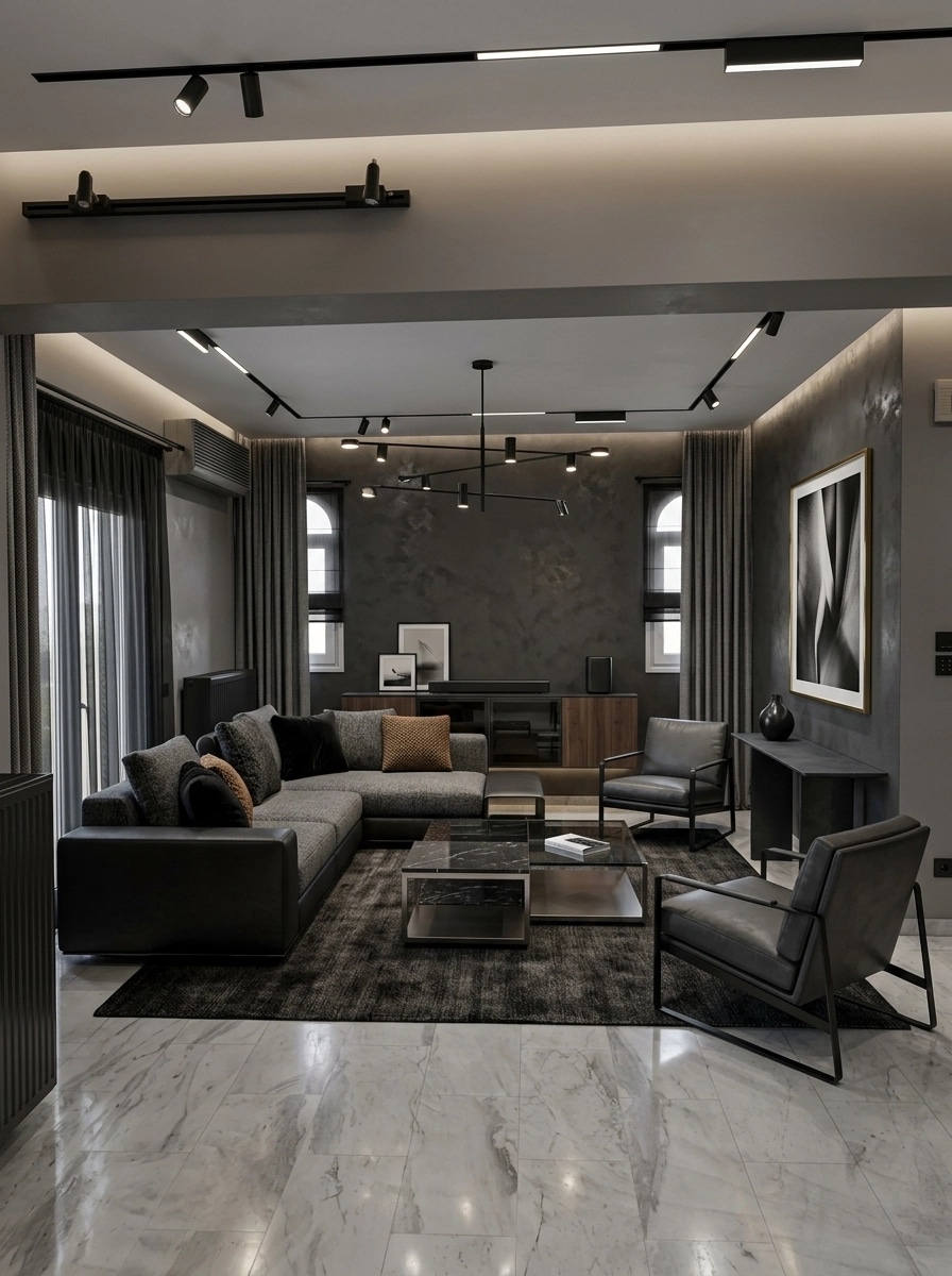 Diseño de interiores en estilo Blacktec — Salón por GenRoom AI