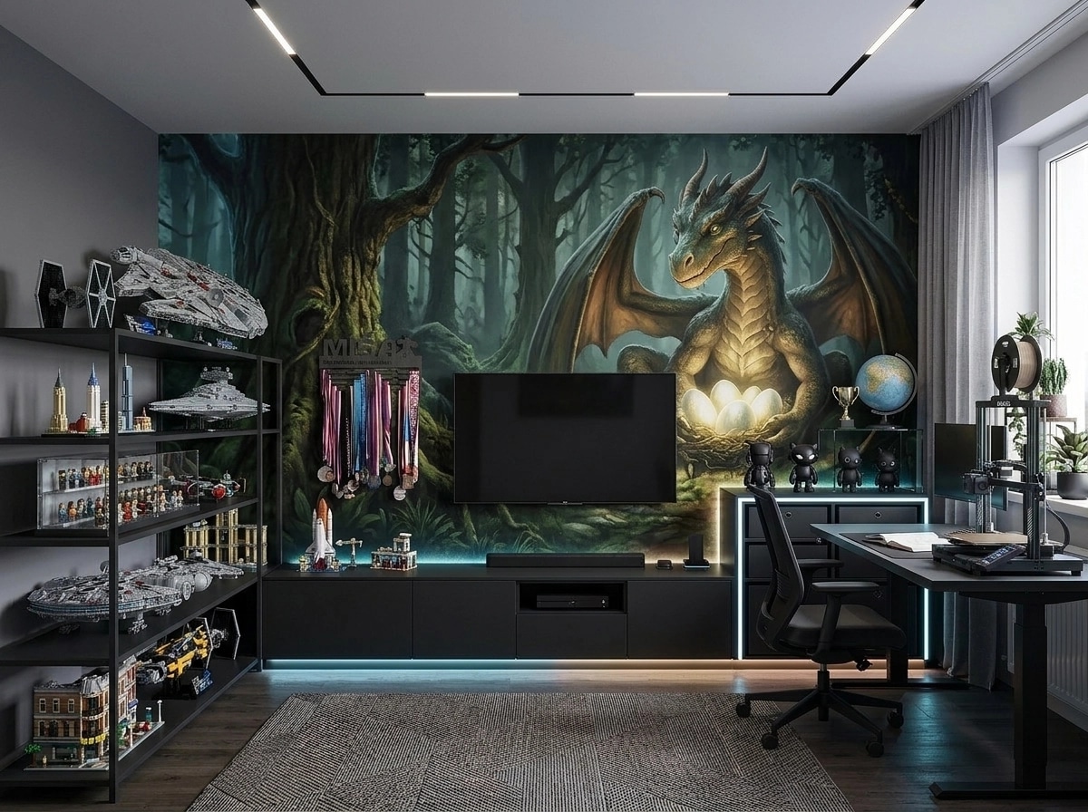 Design d'interni in stile Blacktec — Camera dei bambini di GenRoom AI