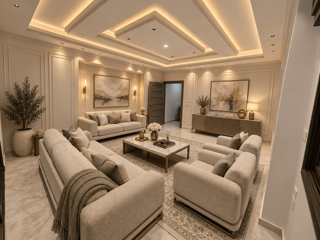 Neoclassic Soggiorno design — interior photo by GenRoom AI