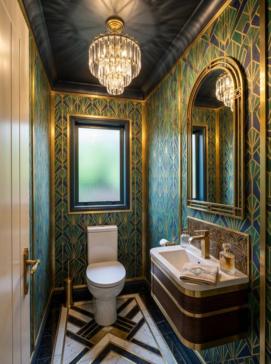 Bathroom interior in Art Deco style — photo by GenRoom AI