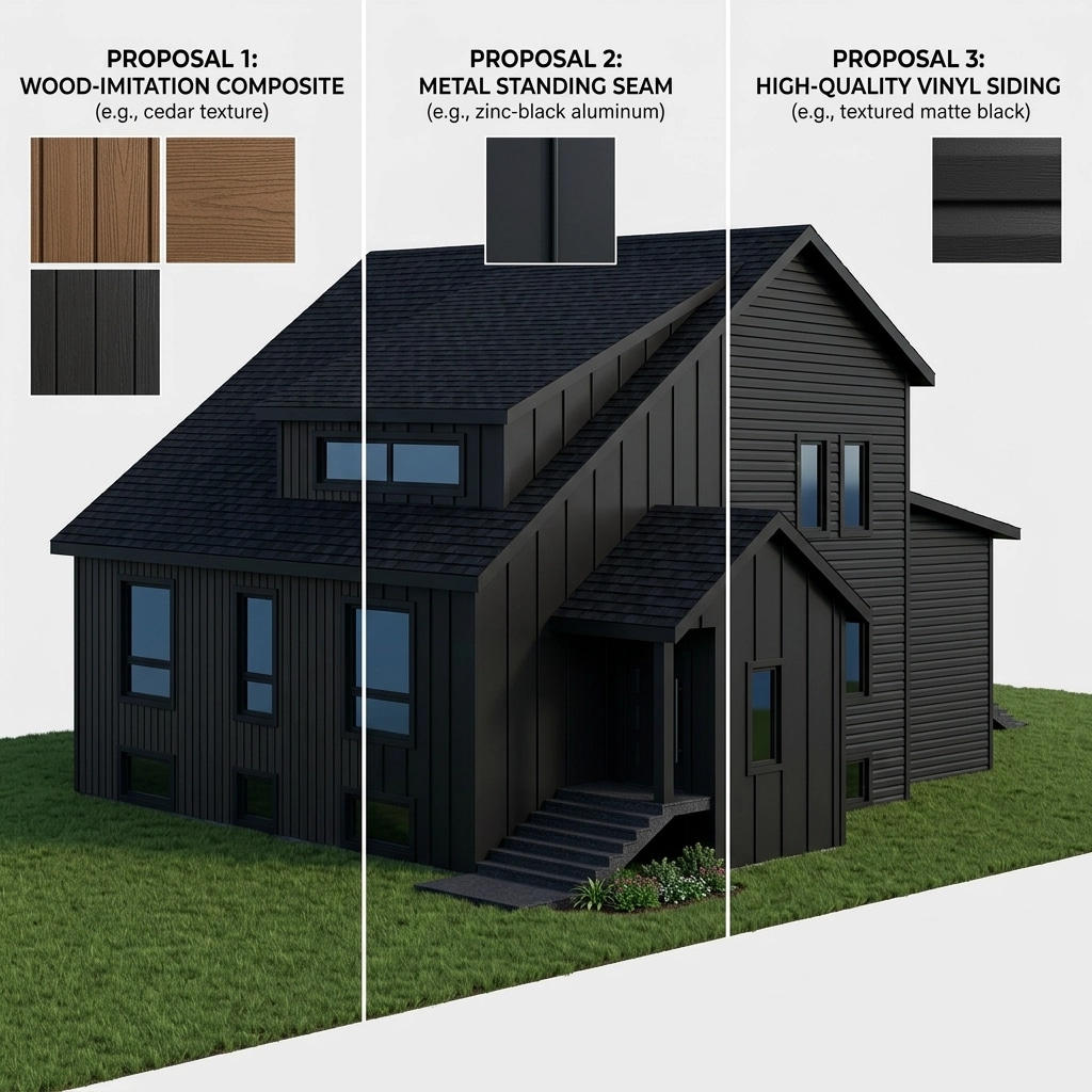 Facade design in Blacktec Facade style — Facade by GenRoom AI