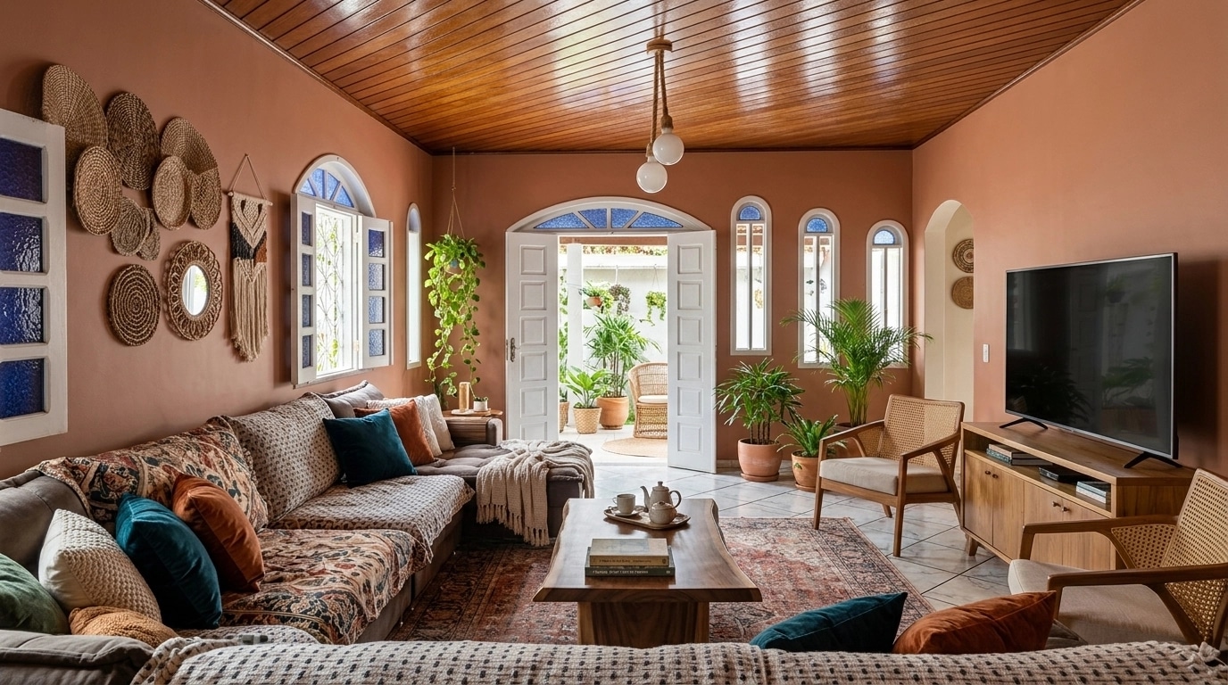 Interior design in Bohemian style — Living Room by GenRoom AI