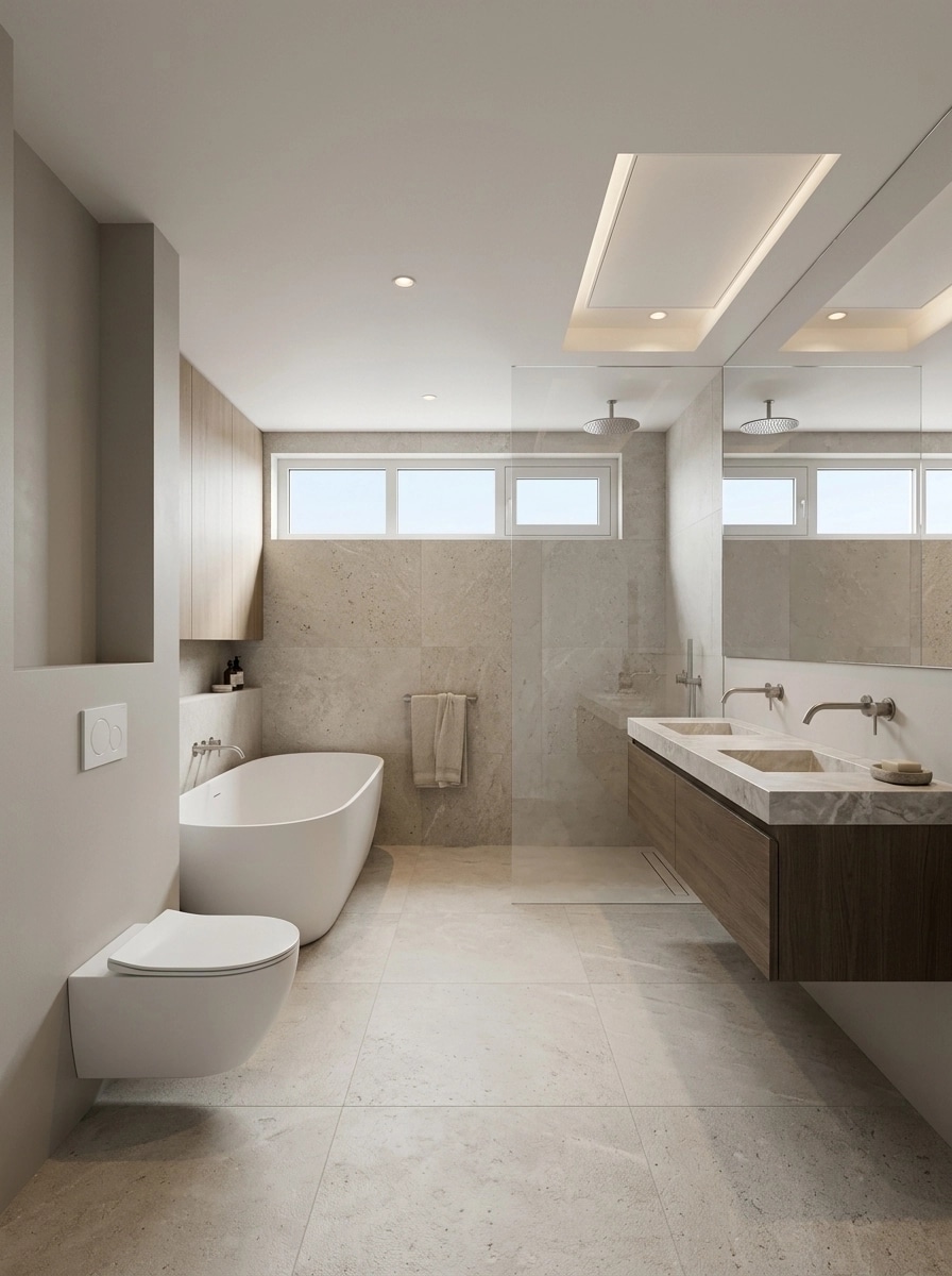Bathroom interior in Minimalism style — photo by GenRoom AI
