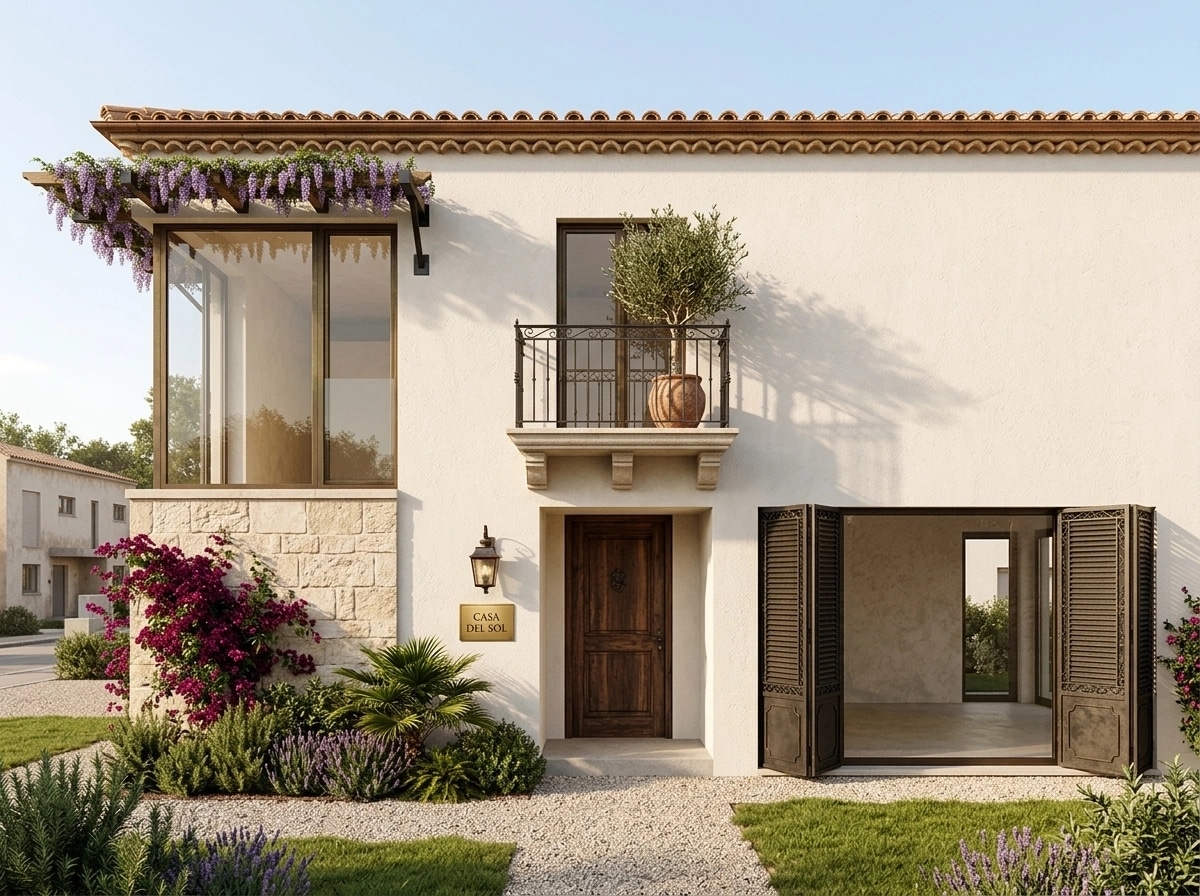 Facade design in Mediterranean Facade style — photo by GenRoom AI