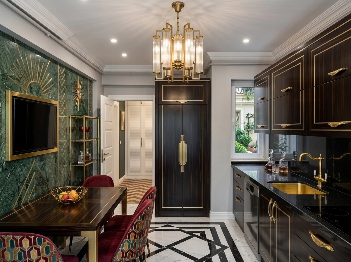 Kitchen interior in Art Deco style — photo by GenRoom AI
