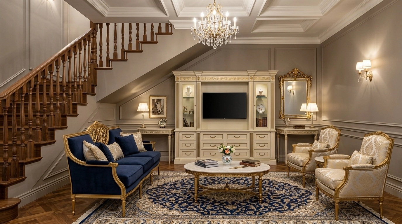Interior design in Neoclassic style — Living Room by GenRoom AI