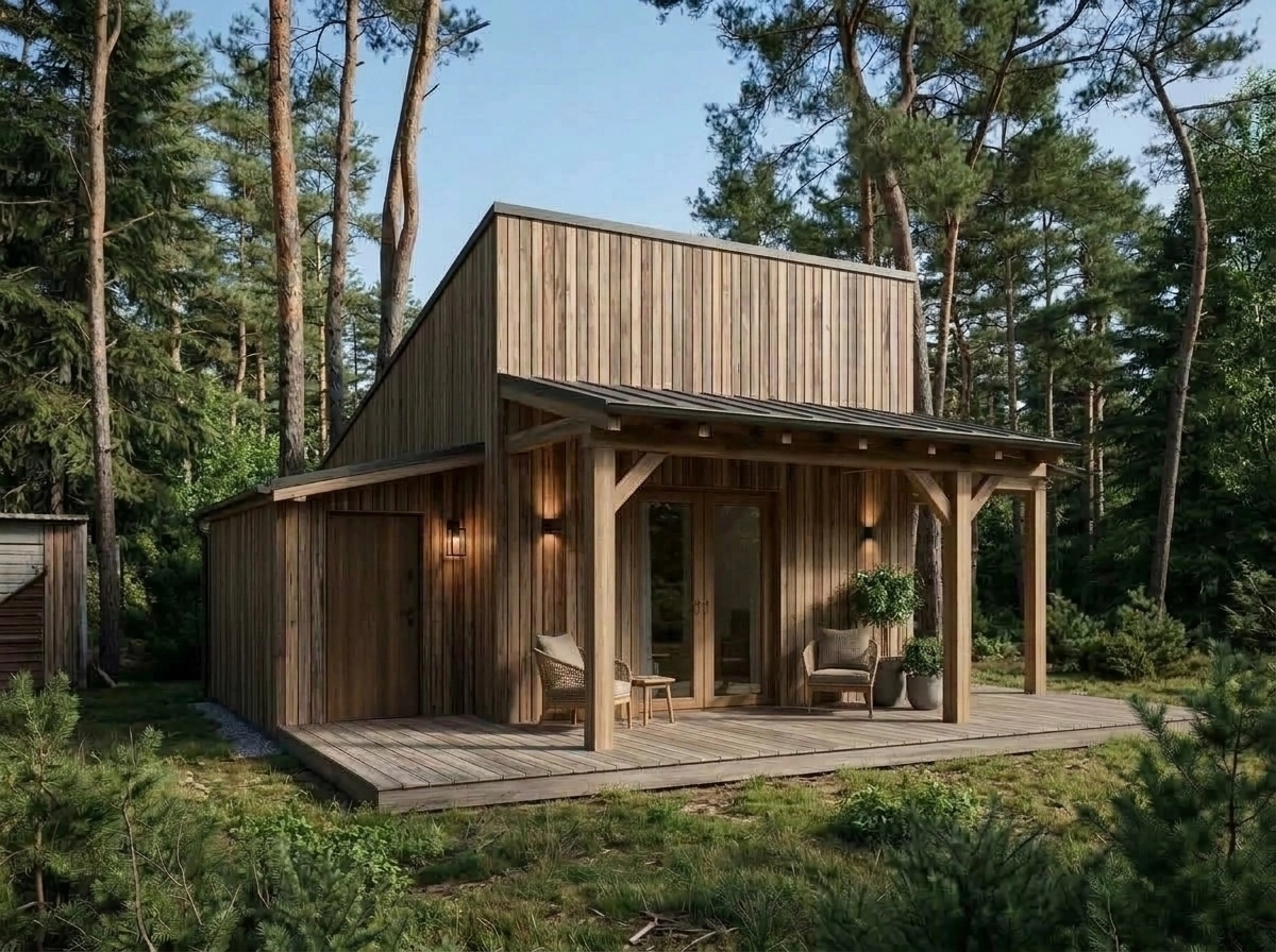 Facade design in Barnhouse Facade style — photo by GenRoom AI