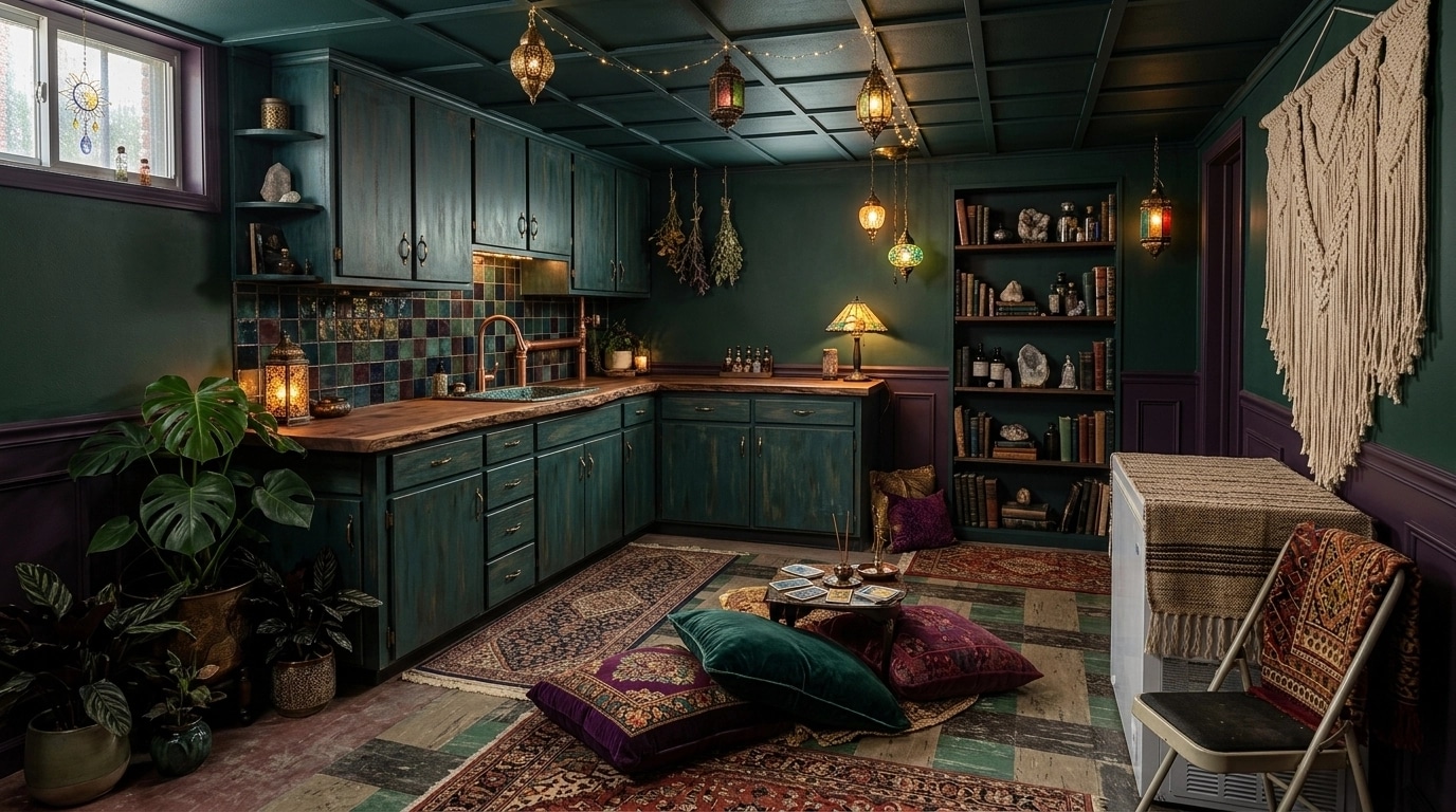 Interior design in Bohemian style — basement by GenRoom AI