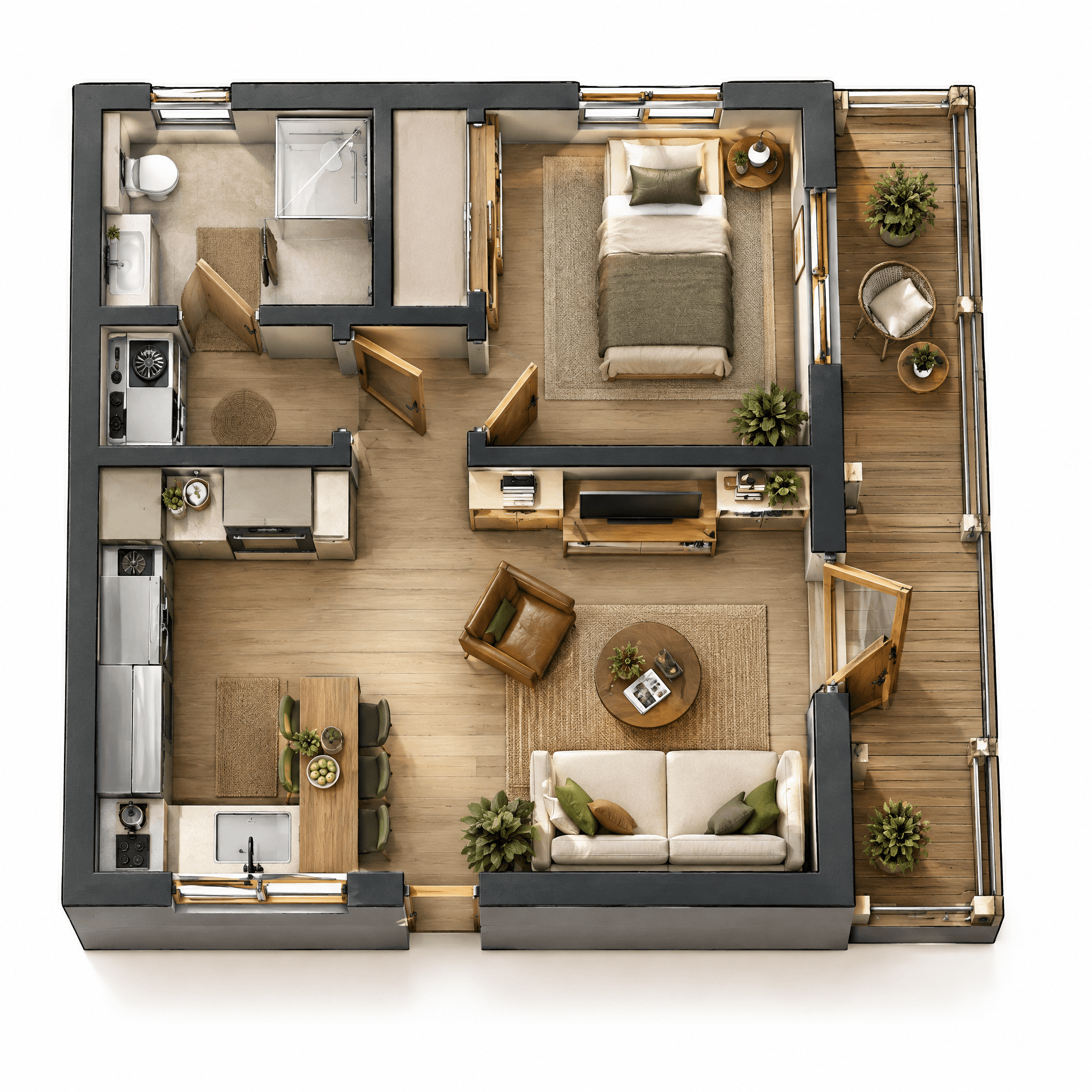Living Room interior in Contemporary style — photo by GenRoom AI
