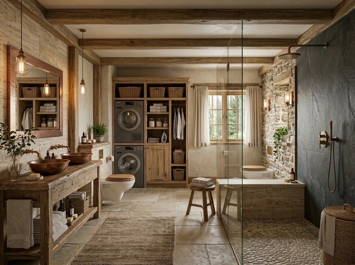Bathroom interior in Rustic style — photo by GenRoom AI