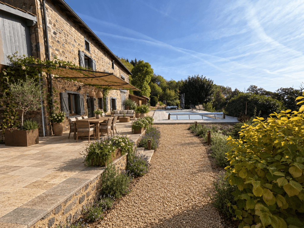Peyzaj tasarımı Country Rustic Garden stili — Bahçe GenRoom AI
