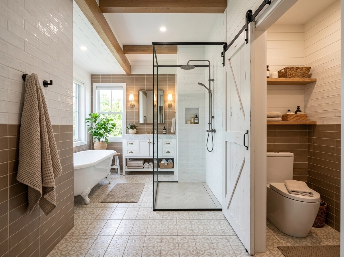Modern Farmhouse Bathroom design — interior photo by GenRoom AI