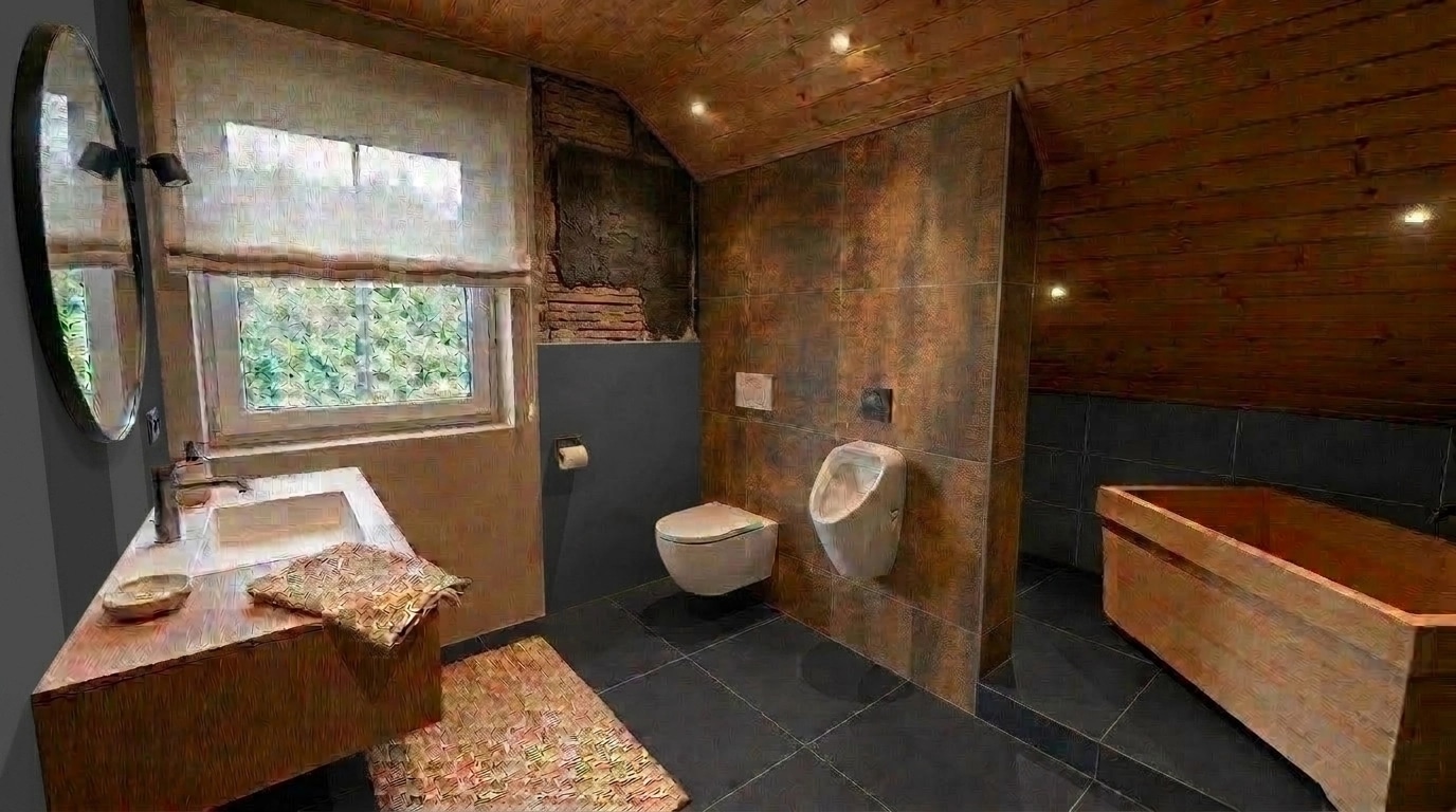 Bathroom interior in Japandi style — photo by GenRoom AI