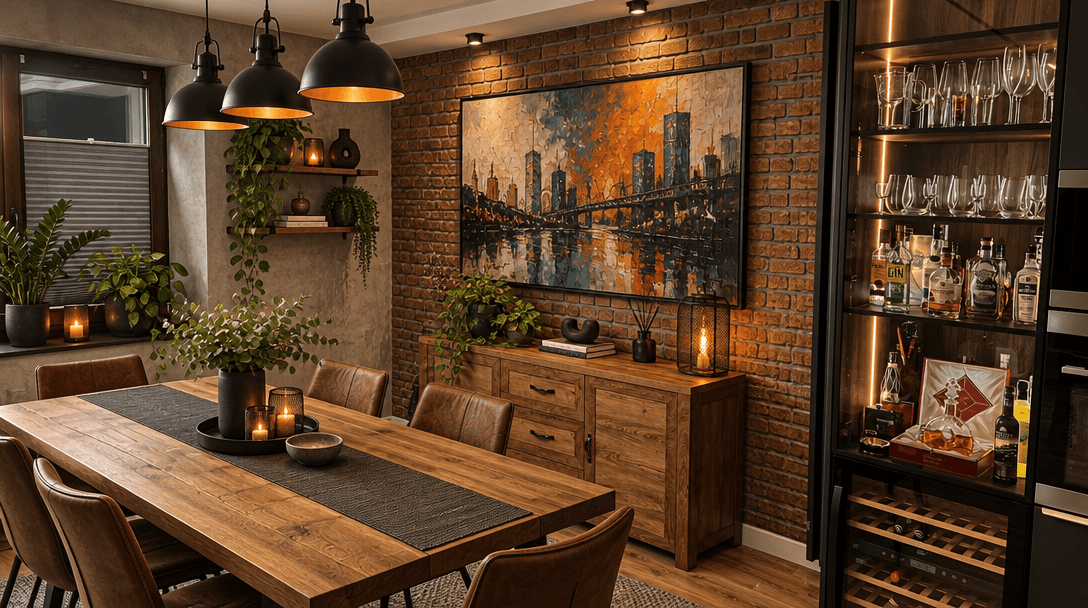 Interior design in Loft / Industrial style — dining_room by GenRoom AI