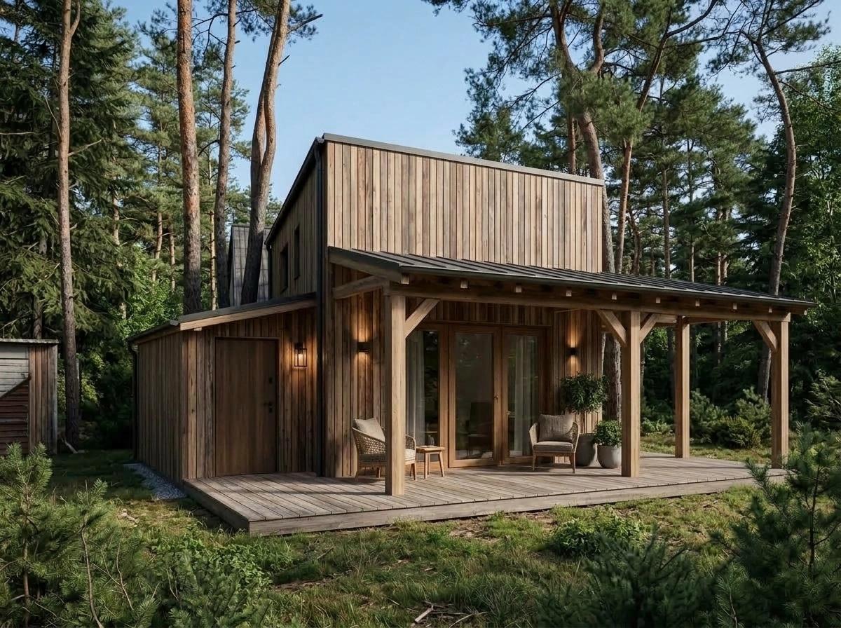 Facade design in Barnhouse Facade style — photo by GenRoom AI