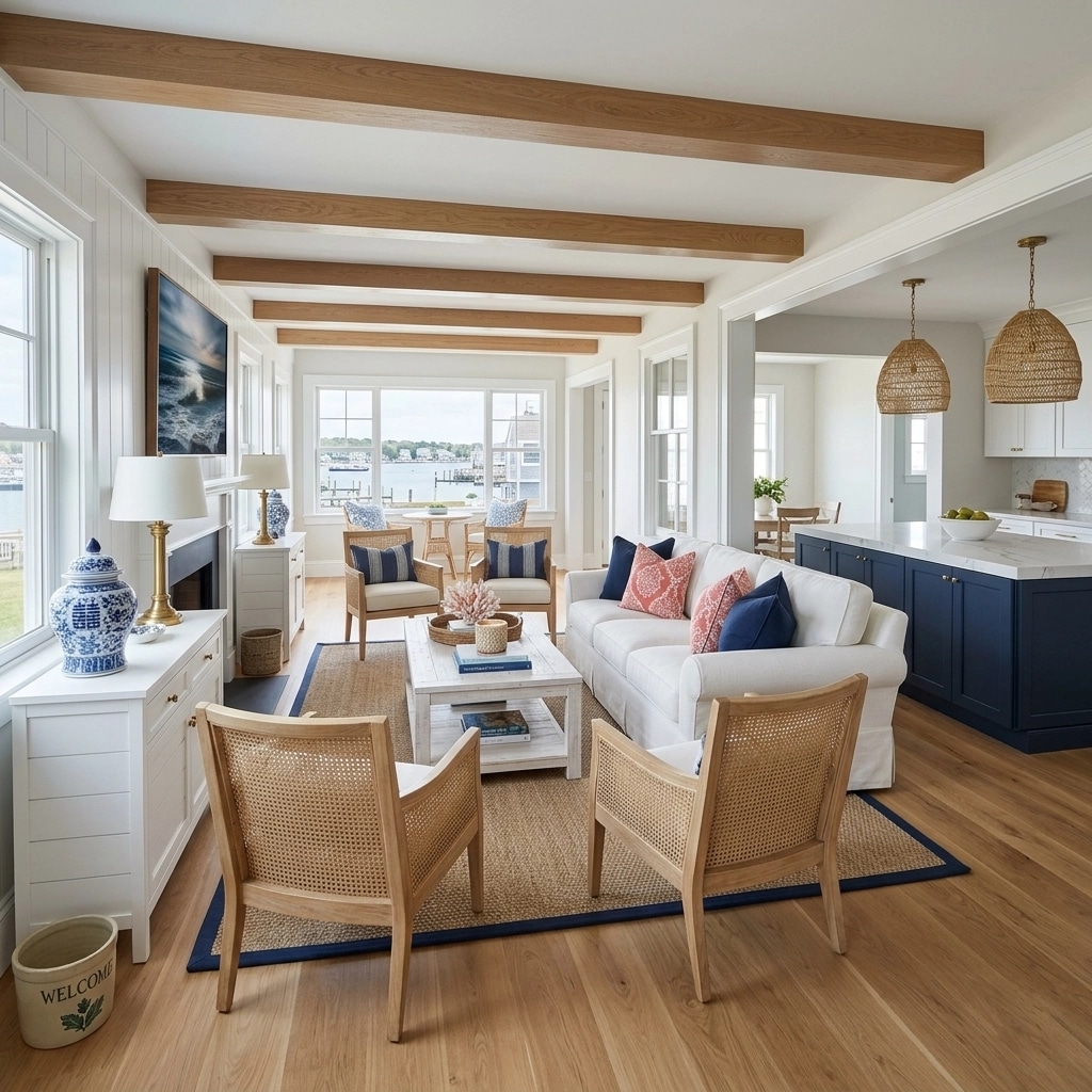 Interior design in Coastal / Hamptons style — Living Room by GenRoom AI