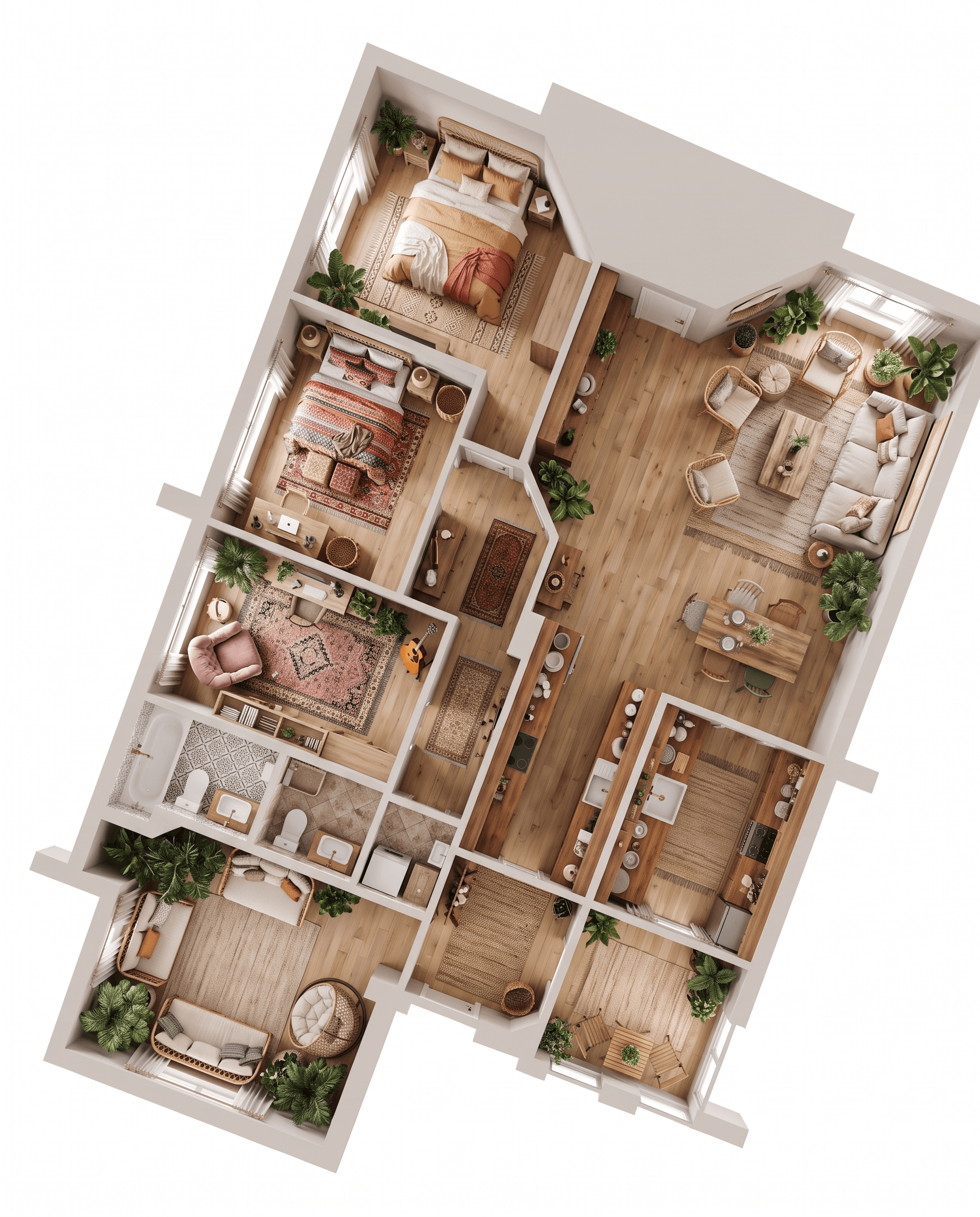 Interior design in Bohemian style — Living Room by GenRoom AI