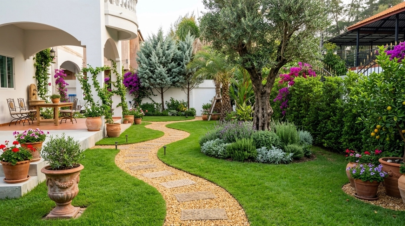 Landscape design in Mediterranean Yard style — Yard by GenRoom AI