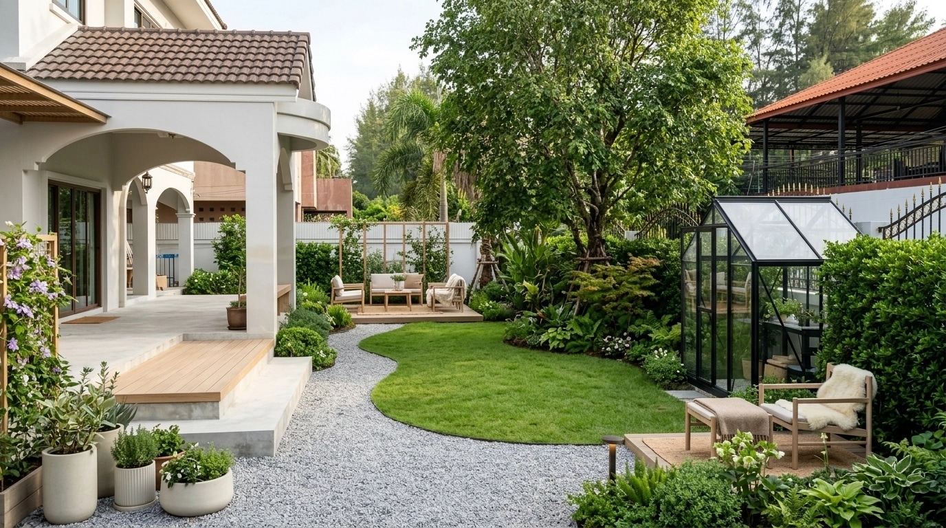 Diseño paisajístico en estilo Scandinavian Garden — Jardín por GenRoom AI