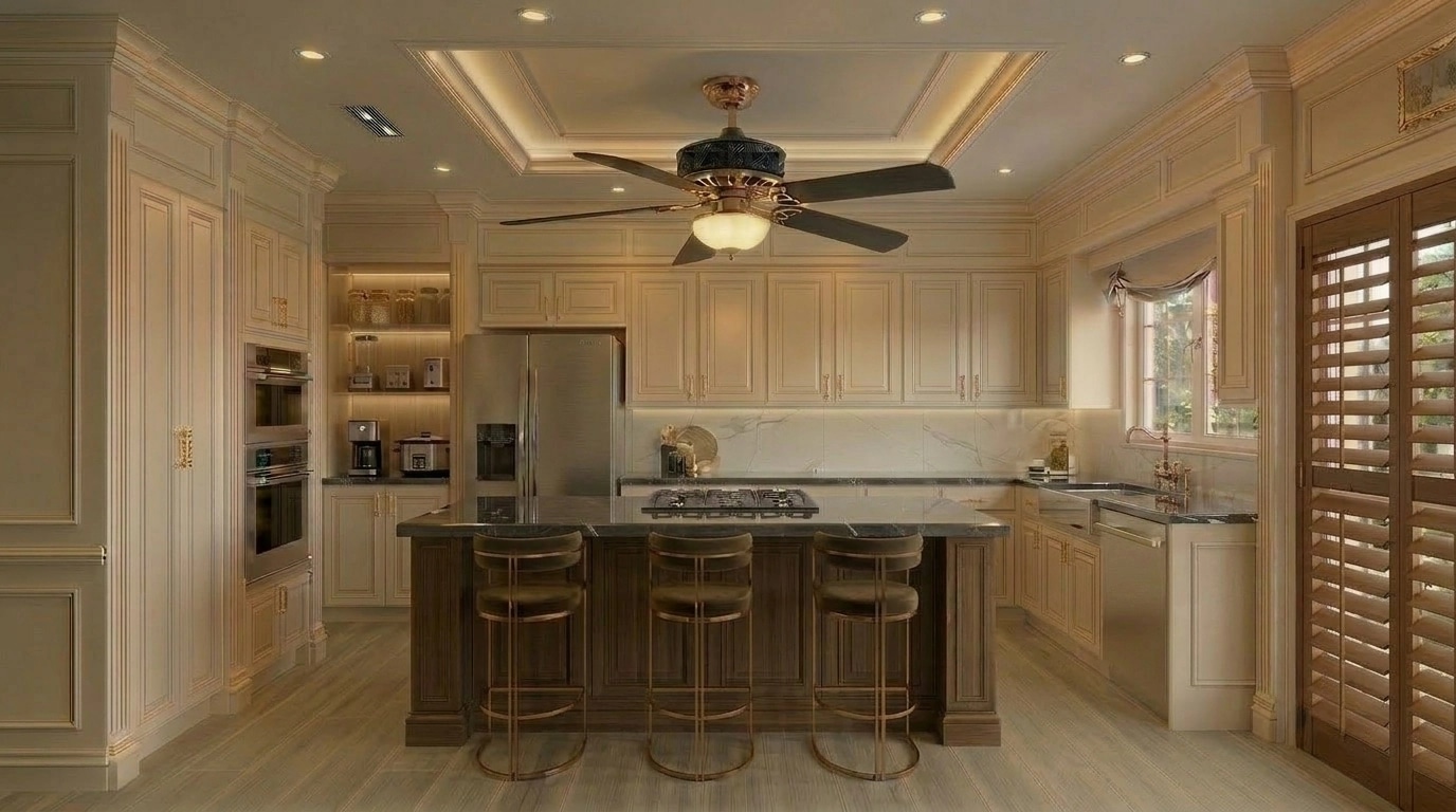 Kitchen interior in Neoclassic style — photo by GenRoom AI