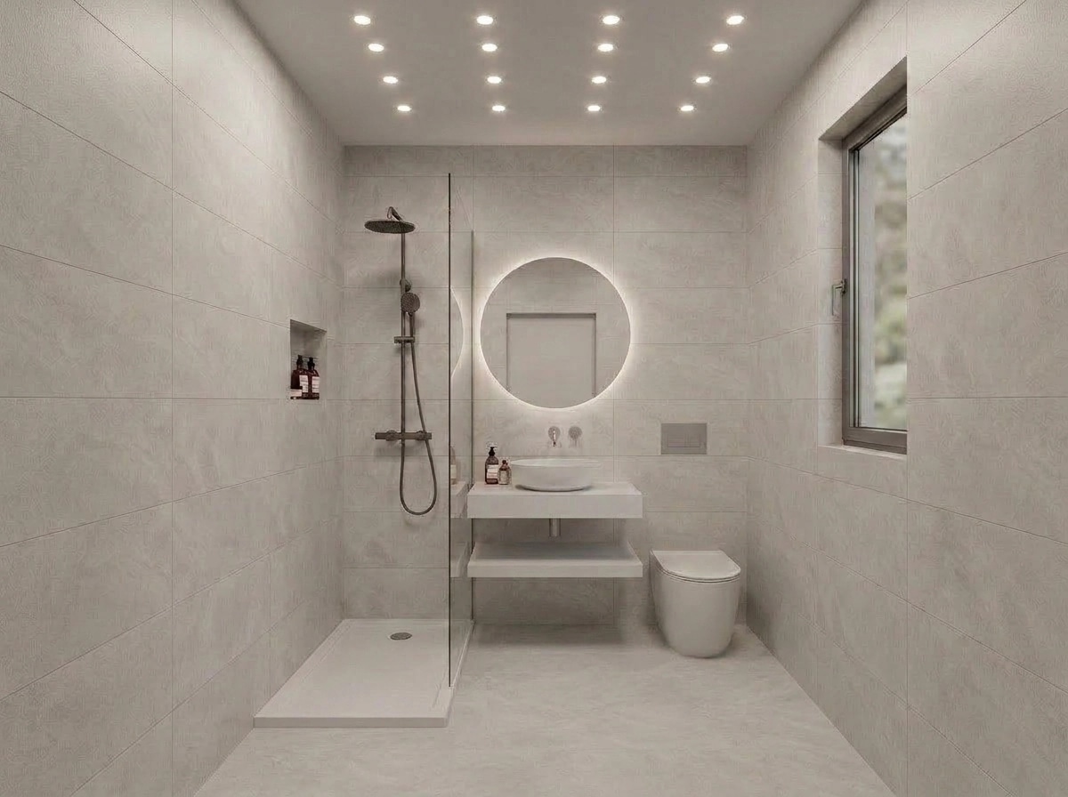 Bathroom interior in Minimalism style — photo by GenRoom AI