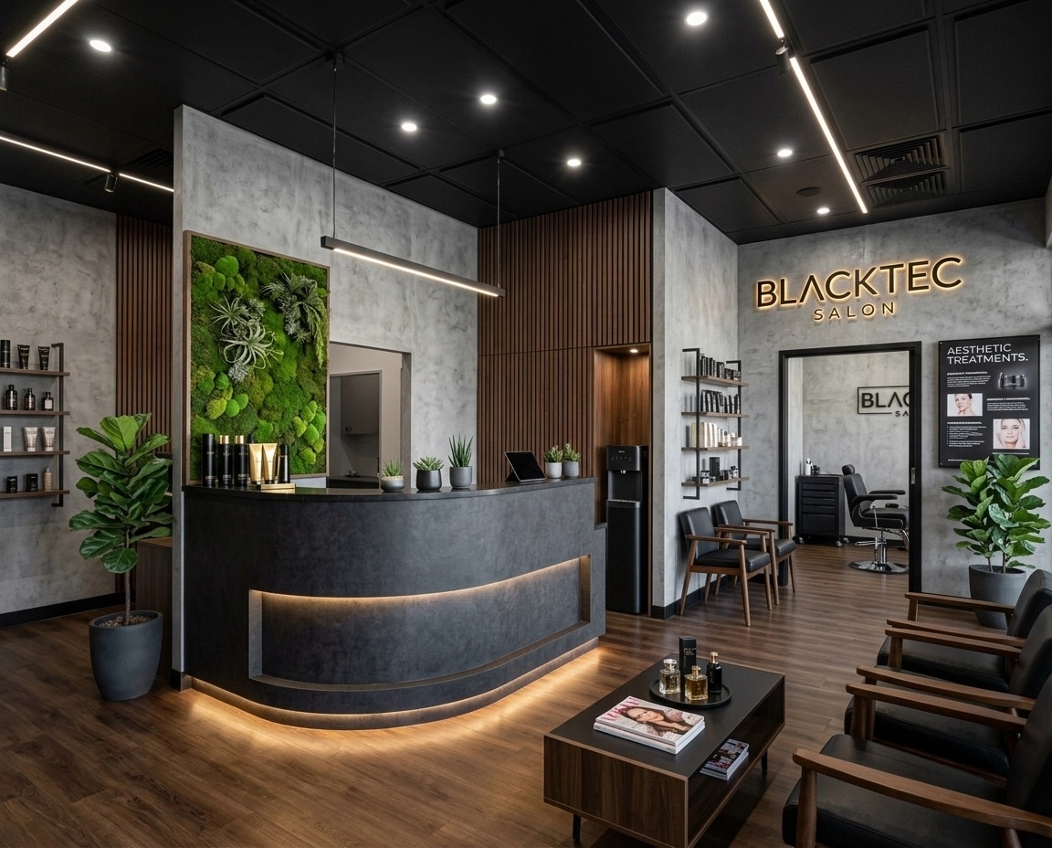 Interior design in Blacktec style — beauty_salon by GenRoom AI