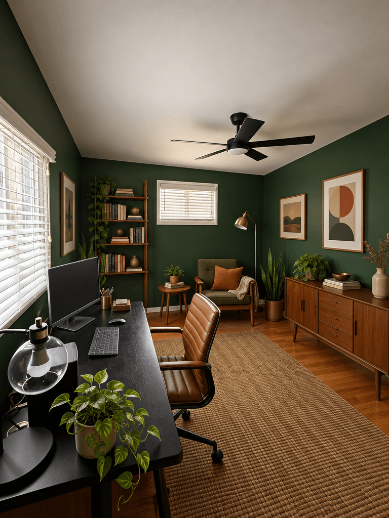 Design de interiores em estilo Mid-Century Modern — home_office por GenRoom AI