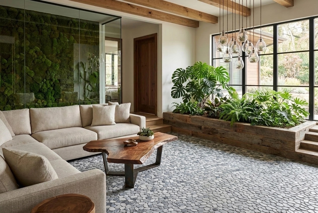 Interior design in Biophilic style — Living Room by GenRoom AI